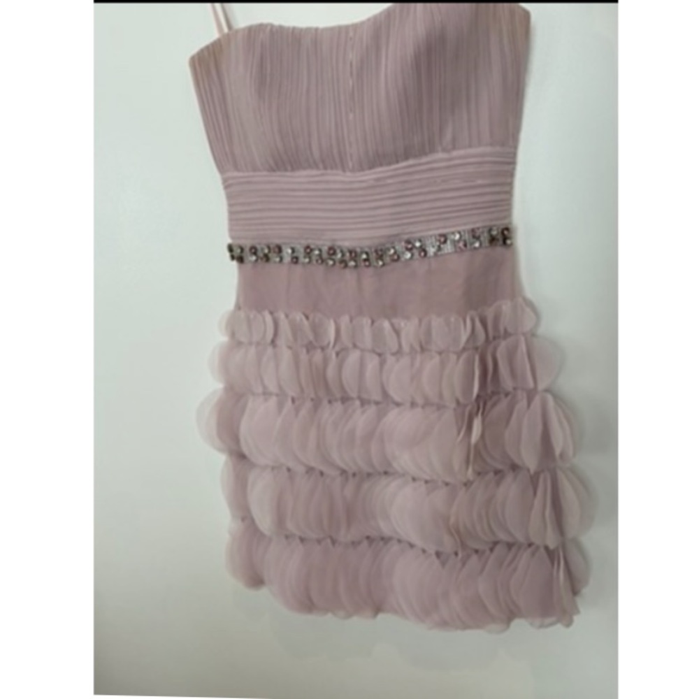 Saboroma size 4 pink strapless beaded petal mini dress